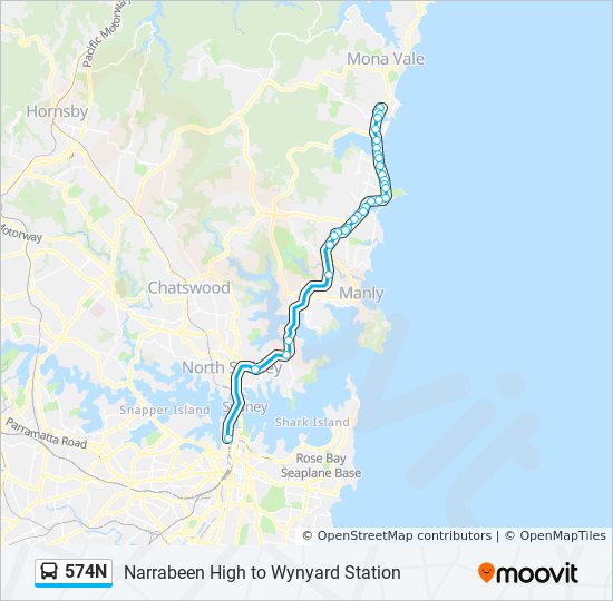 Mapa de 574N de autobús