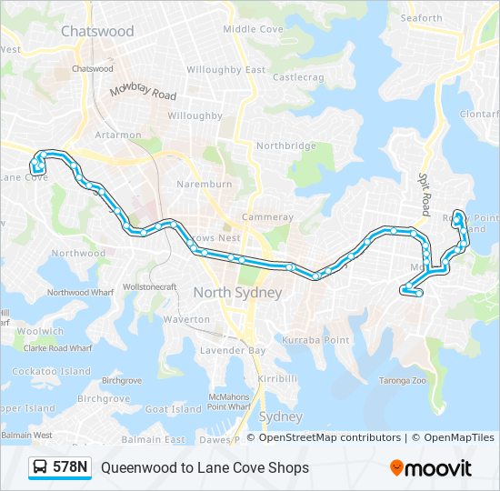 Mapa de 578N de autobús