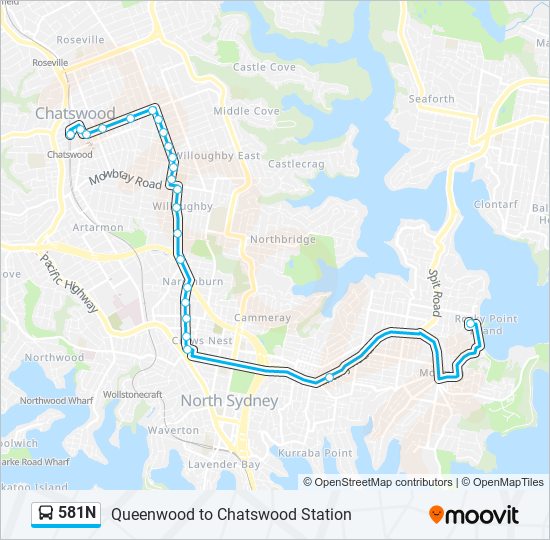 581n Route: Schedules, Stops & Maps - Chatswood (Updated)