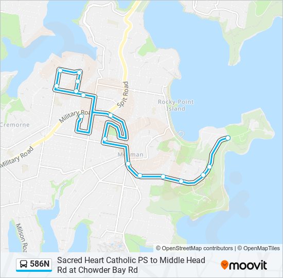 586N bus Line Map