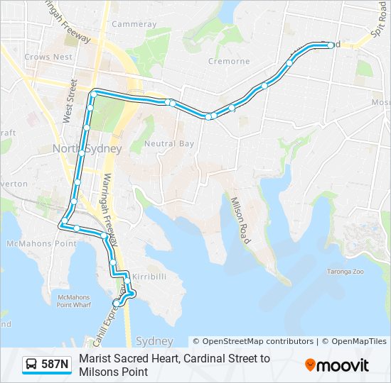 587N bus Line Map