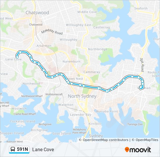 591N bus Line Map