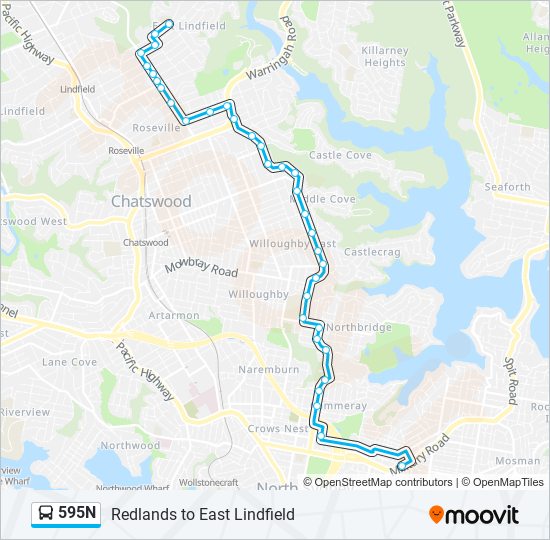 595N bus Line Map