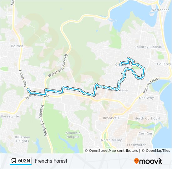 602N bus Line Map