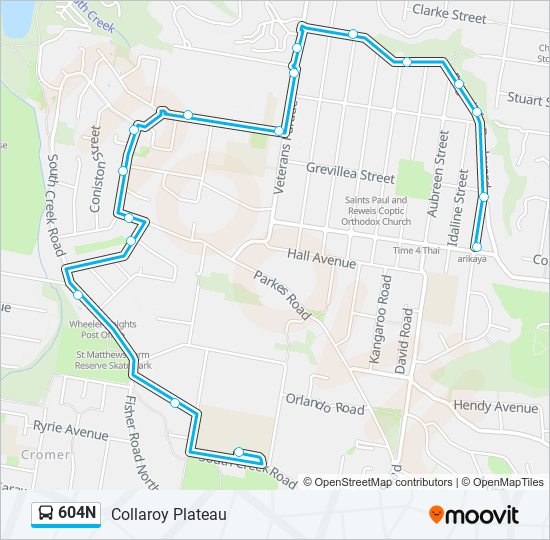 604N bus Line Map