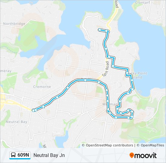 609N bus Line Map