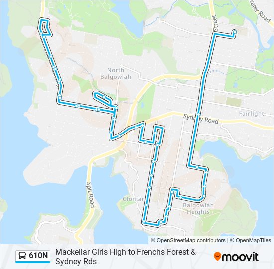 Mapa de 610N de autobús