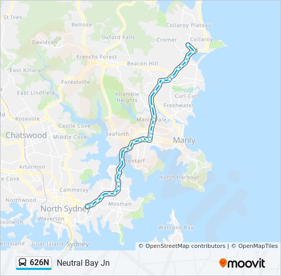 626N bus Line Map