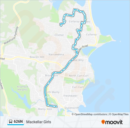 626N bus Line Map