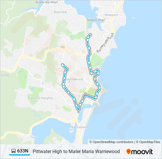 633N bus Line Map