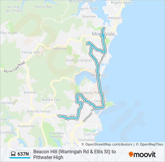 Mapa de 637N de autobús