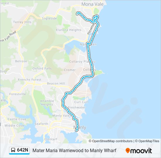 642N bus Line Map