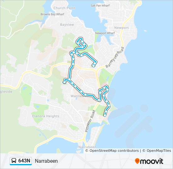 Mapa de 643N de autobús