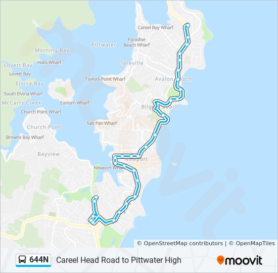 644N bus Line Map