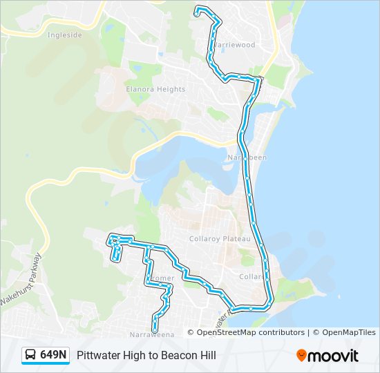 649N bus Line Map