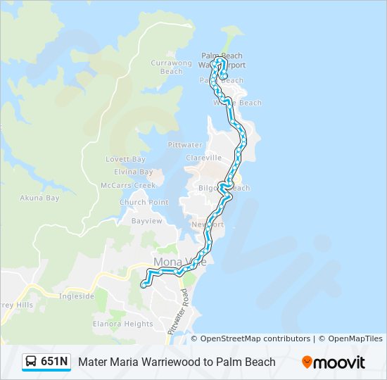 Mapa de 651N de autobús