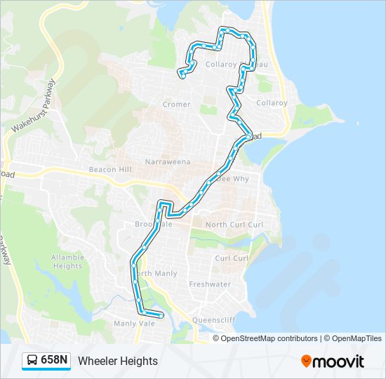 658N bus Line Map