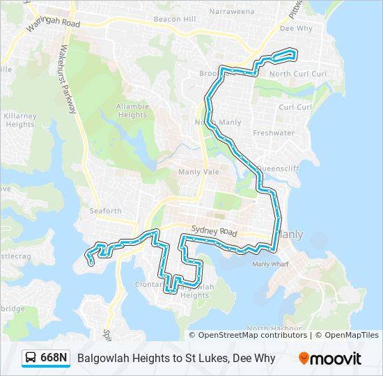 668N bus Line Map