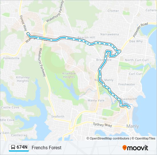 674n Route: Schedules, Stops & Maps - Frenchs Forest (Updated)