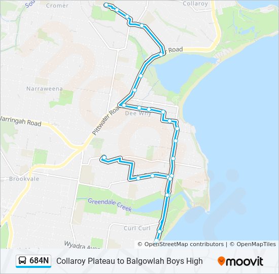 684N bus Line Map