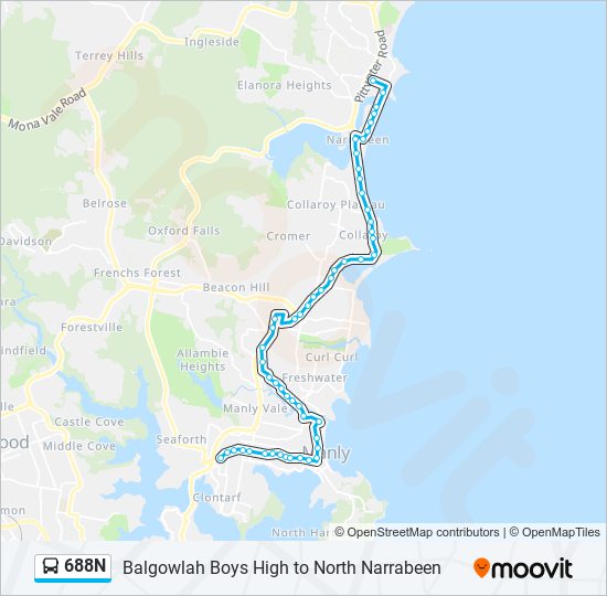688N bus Line Map