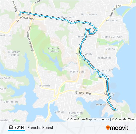 701N bus Line Map