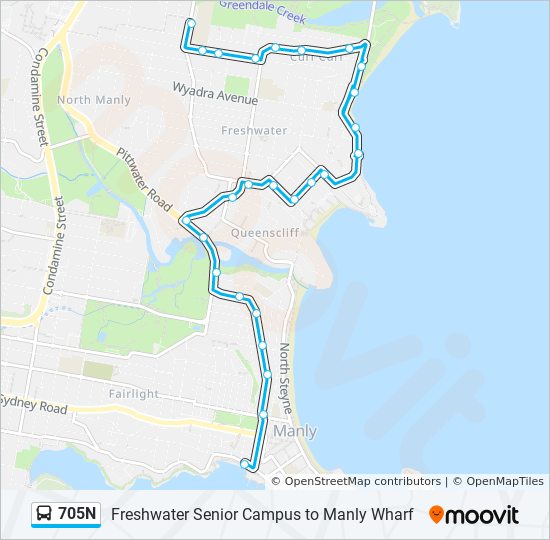 Mapa de 705N de autobús