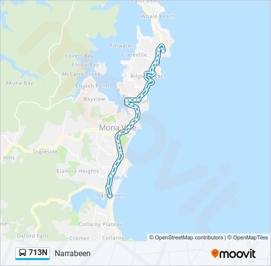 713N bus Line Map