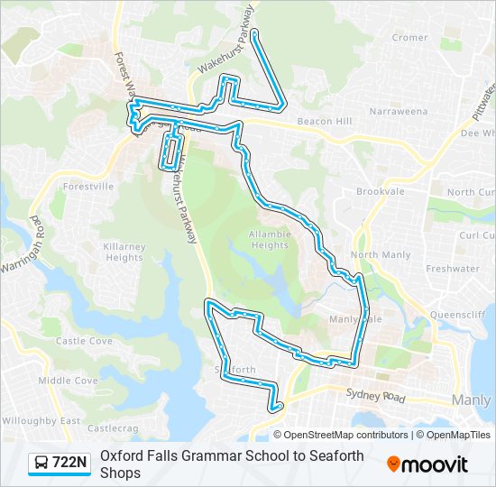 722N bus Line Map