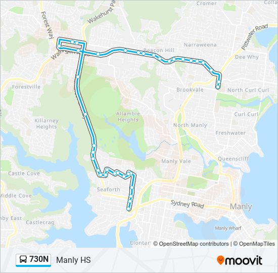 730N bus Line Map