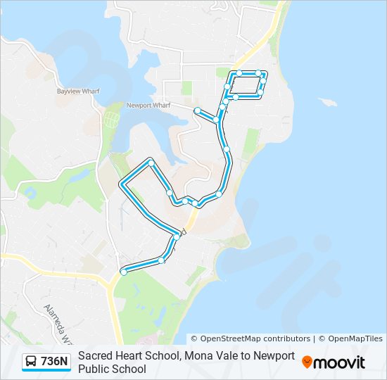 Mapa de 736N de autobús