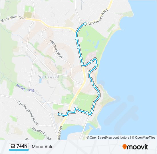 744N bus Line Map