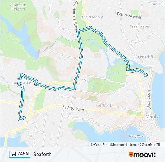 Mapa de 745N de autobús