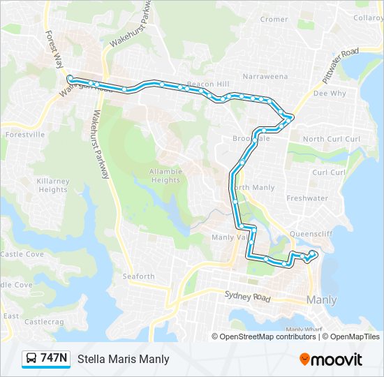 747N bus Line Map