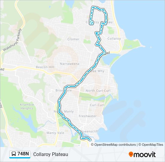 748N bus Line Map