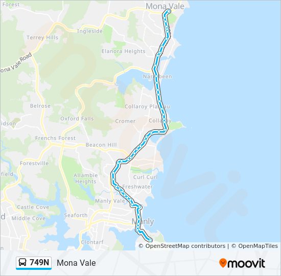 Mapa de 749N de autobús