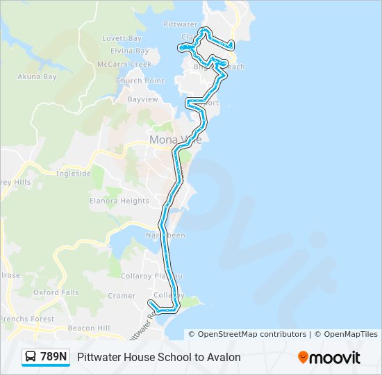 789N bus Line Map