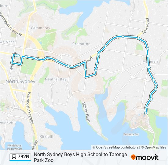 792N bus Line Map