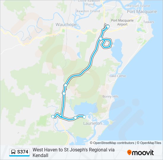 Mapa de S374 de autobús