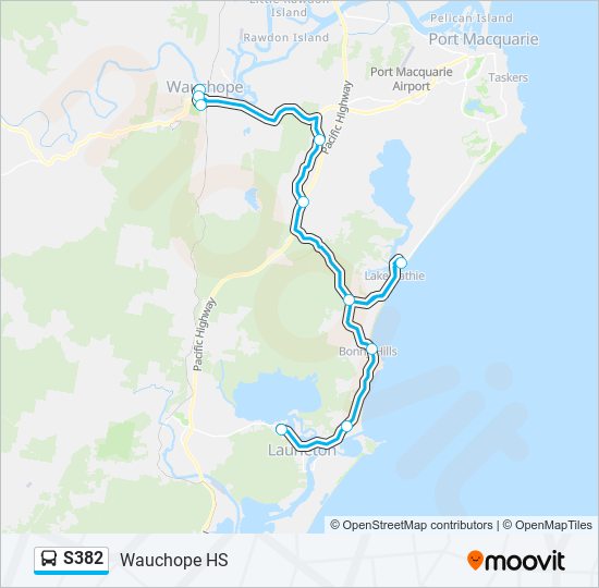 Mapa de S382 de autobús