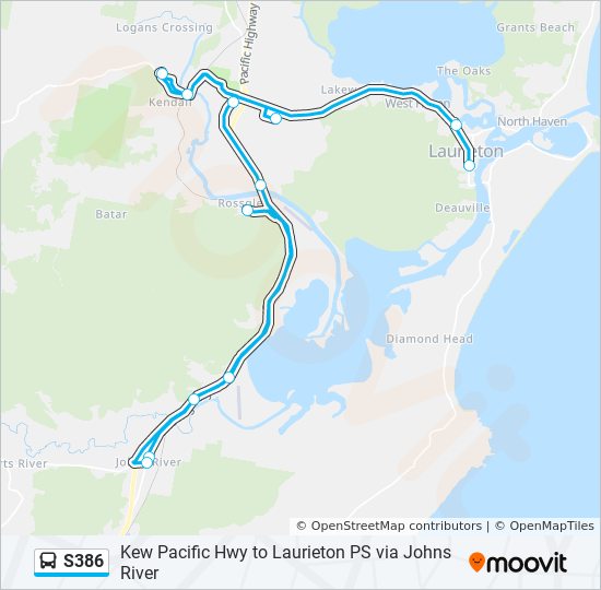 S386 bus Line Map