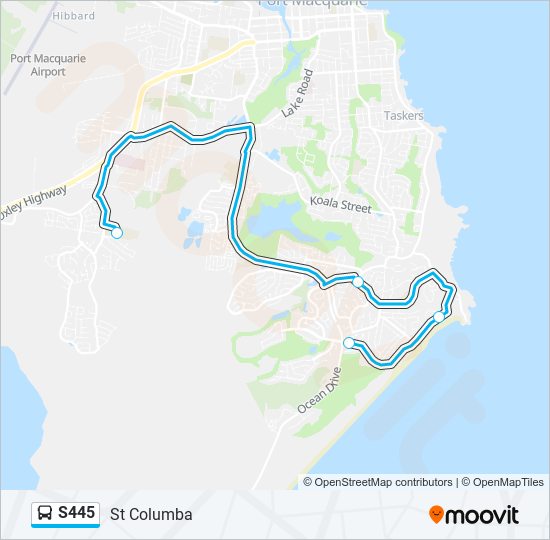 Mapa de S445 de autobús