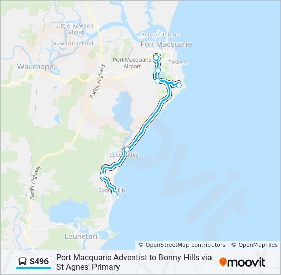 S496 bus Line Map