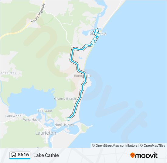 S516 bus Line Map