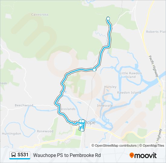 Mapa de S531 de autobús