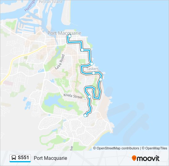 S551 bus Line Map