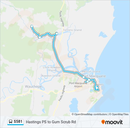 Mapa de S581 de autobús