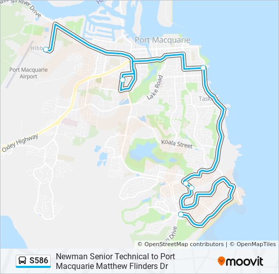 S586 bus Line Map