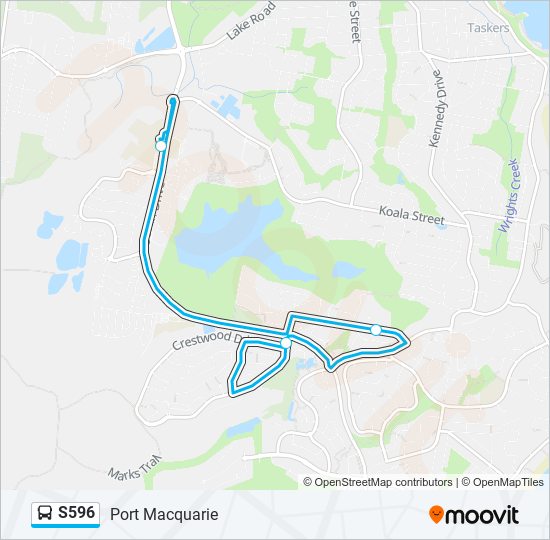 Mapa de S596 de autobús