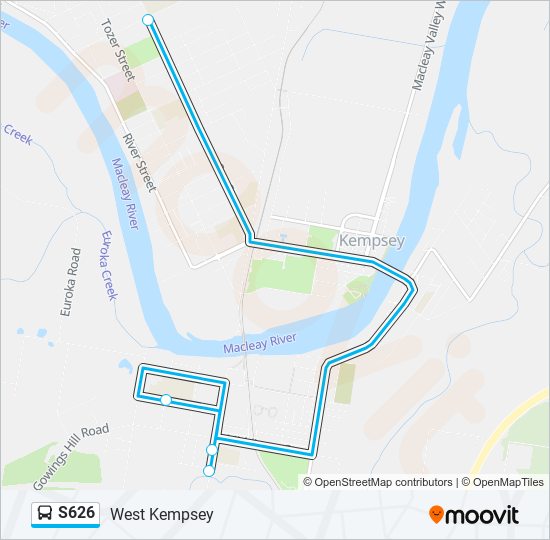 Mapa de S626 de autobús